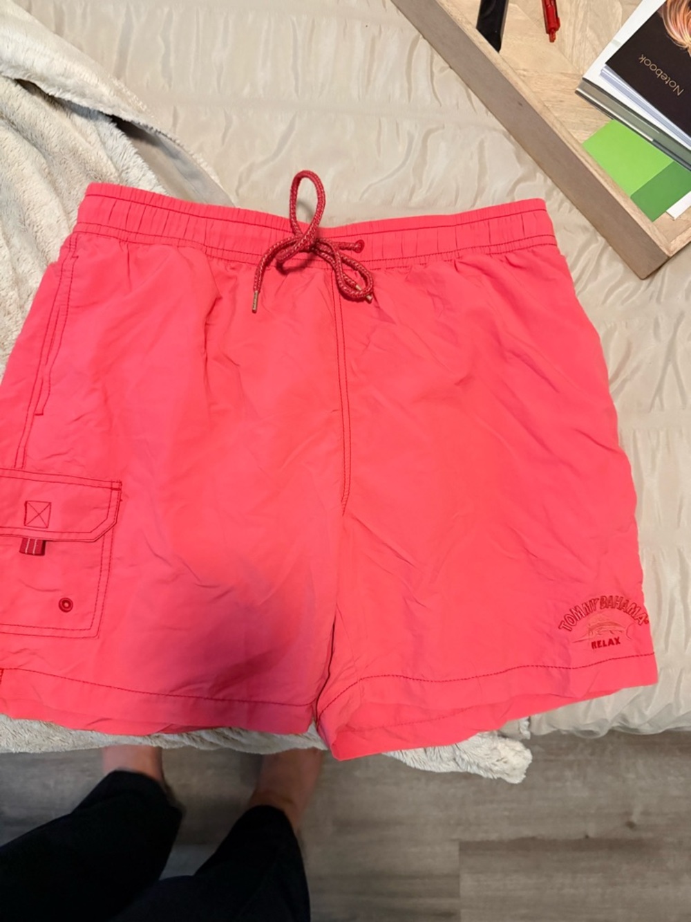 Tommy Bahama Bright Coral Pink Men’s Cargo Swim Shorts